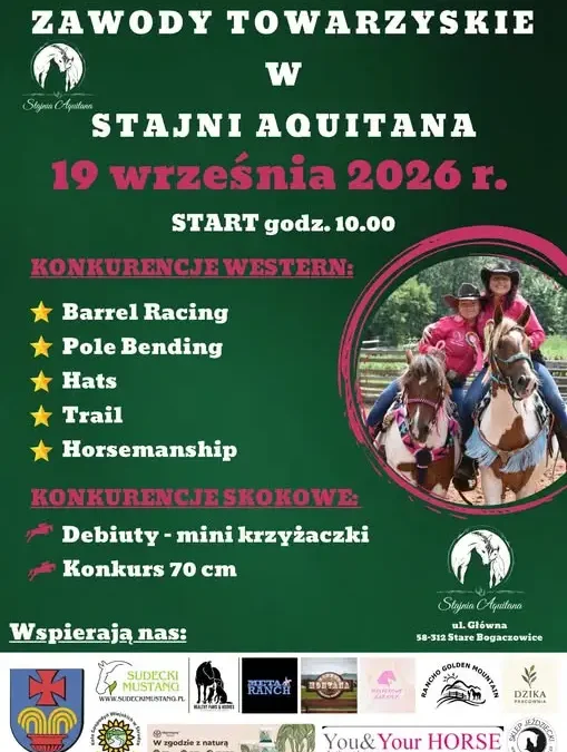 Weekend pełen wrażeń w Stajni Aquitana – zaproszenie na zawody towarzyskie