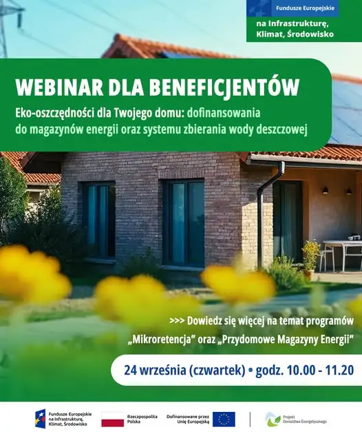 Bezpłatne webinarium o dofinansowaniu do magazynów energii i zbierania wody deszczowej