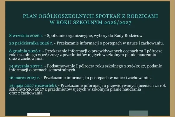 Zebrania rodziców w szkole – harmonogram na wtorek 8 września