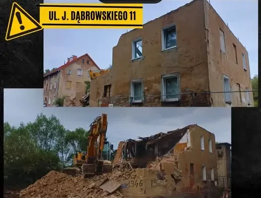 Wałbrzych: ruszyła rozbiórka budynku przy ul. J. Dąbrowskiego 11