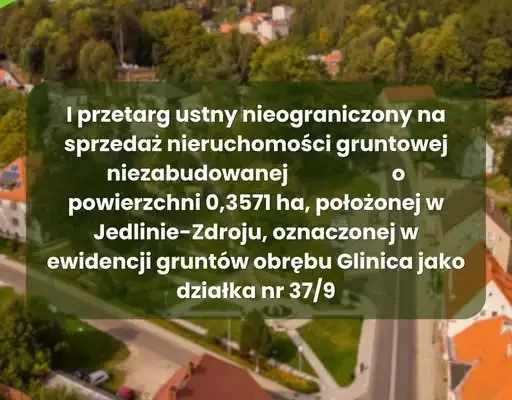 Jedlina-Zdrój sprzedaje działkę przy Glinicy. Przetarg już 9 października