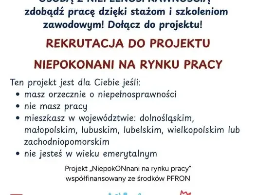 „NiepokONani na rynku pracy” – nowy projekt aktywizacji zawodowej osób z niepełnosprawnościami