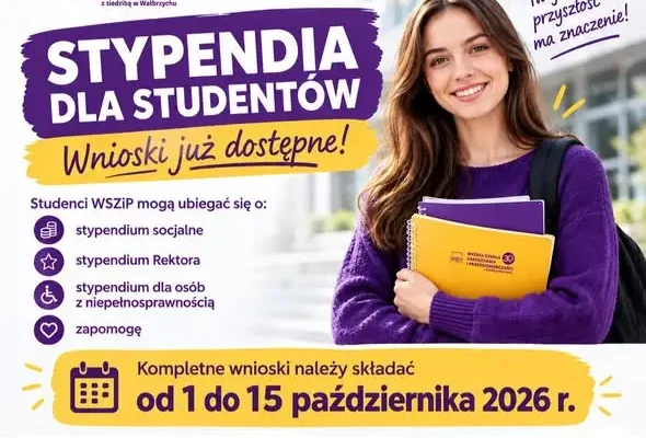 WSZiP Wałbrzych: wnioski o stypendia na rok akademicki 2026/2027 już dostępne