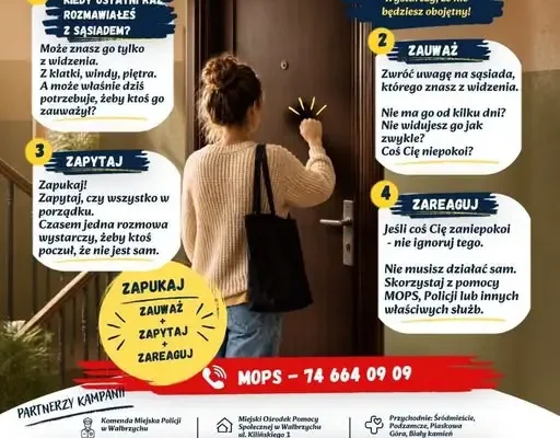 „Zapukaj, zanim zgaśnie światło” – nowa kampania o samotności sąsiadów w Wałbrzychu
