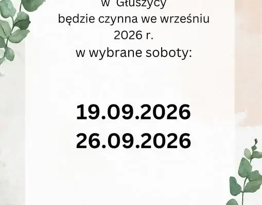 Miejska Biblioteka Publiczna w Głuszycy otwarta w wybrane soboty września