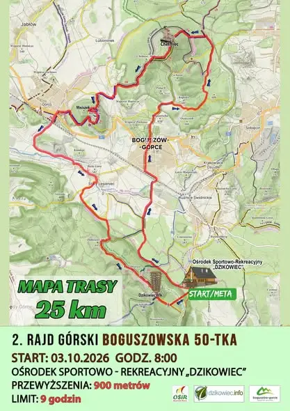 Rajd Górski Boguszowska 50-tka: trasy 50 i 25 km już dostępne