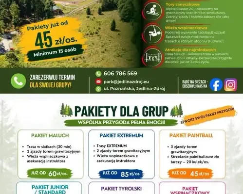 Park Aktywności Czarodziejska Góra w Jedlinie-Zdroju zaprasza grupy zorganizowane