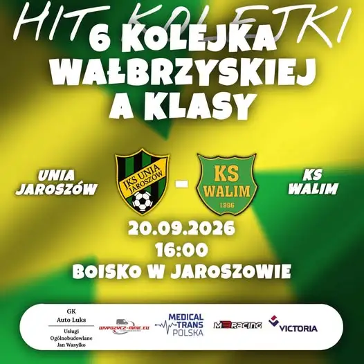 KS Walim zagra na wyjeździe z Unią Jaroszów w 6. kolejce A-klasy