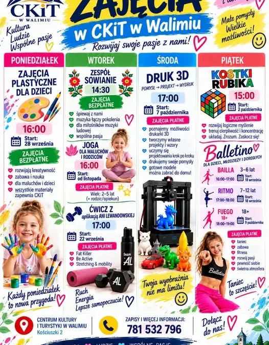 Jesienna oferta zajęć stałych w CKiT w Walimiu – sprawdź, co przygotowano