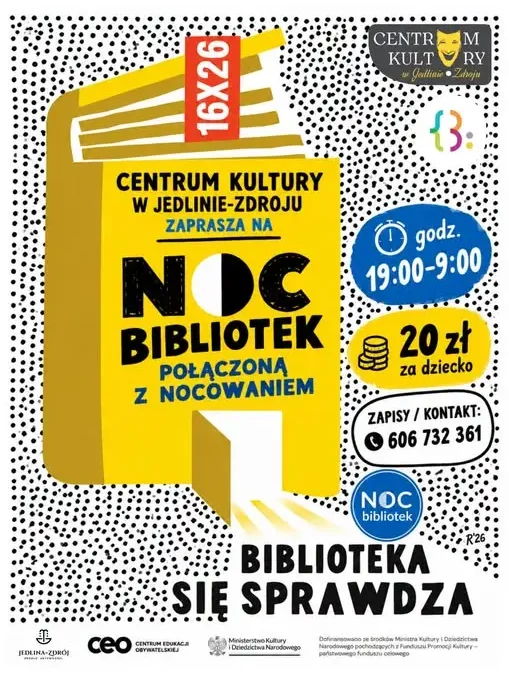Noc Bibliotek w Jedlinie-Zdroju z nocowaniem dla dzieci