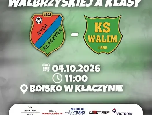 KS Walim zagra na wyjeździe z Nysą Kłaczyna w 8. kolejce A-klasy