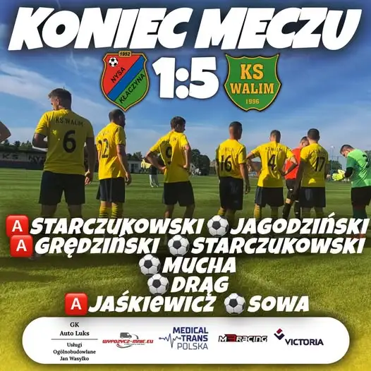 KS Walim wraca z wyjazdu z kompletem punktów po zwycięstwie 5:1