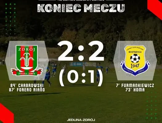 Zdrój Jedlina-Zdrój wywalczył remis w końcówce z LKS Bystrzyca Górna