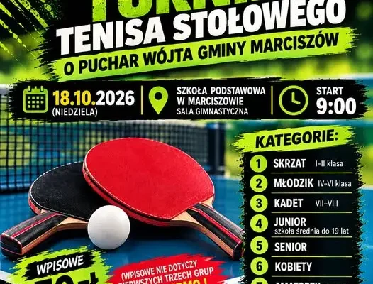 Pierwszy Otwarty Turniej Tenisa Stołowego o Puchar Wójta Gminy Marciszów