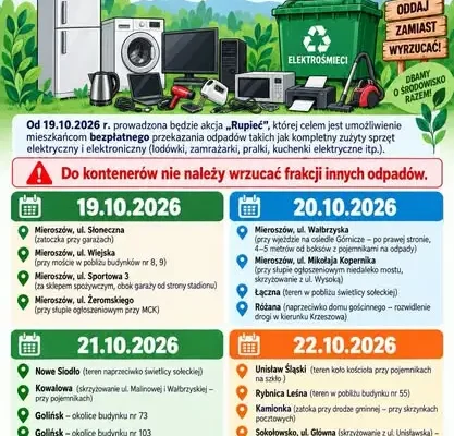 Gmina Mieroszów: bezpłatna zbiórka odpadów wielkogabarytowych i elektrośmieci
