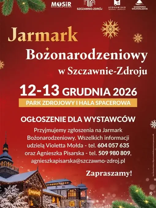 Szczawno-Zdrój szuka wystawców na Jarmark Bożonarodzeniowy 2026