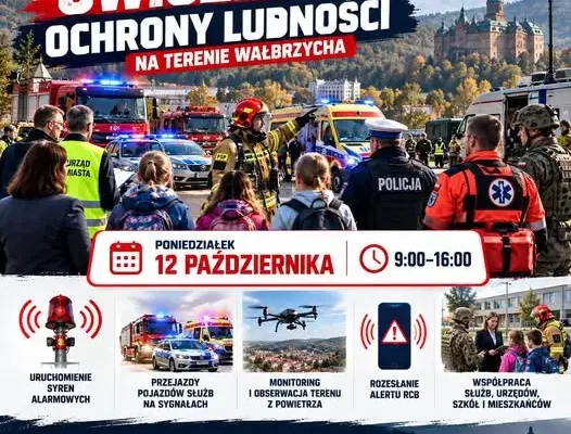 Wałbrzych: ćwiczenia ochrony ludności 12 października – syreny, alert RCB i patrole w powietrzu