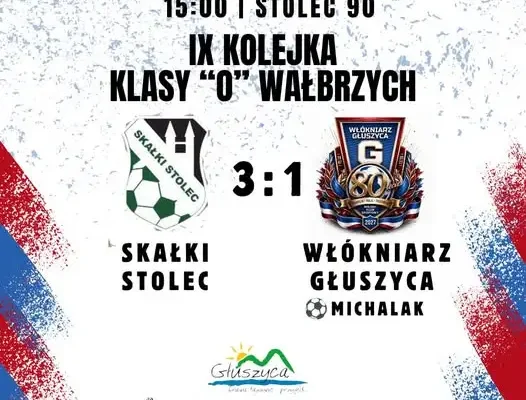 Skałki Włókniarz Głuszyca przegrywają w Stolcu 3:1. Honorowy gol Oliwiera Michalaka