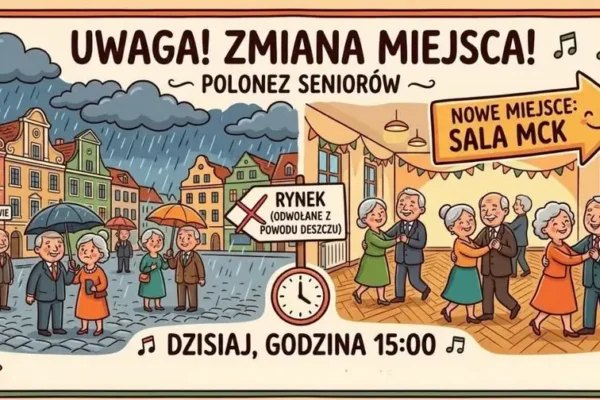 Polonez Seniorów w Mieroszowie przeniesiony do Sali MCK z powodu pogody