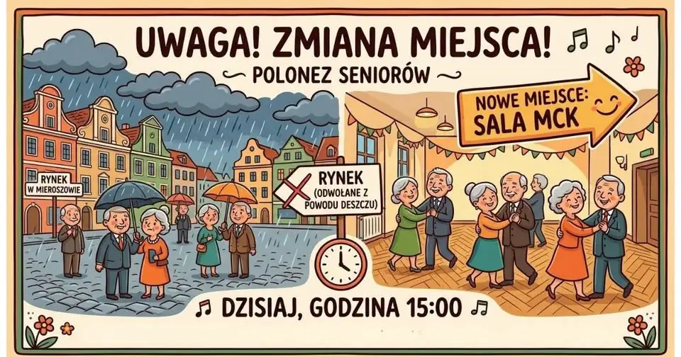 Polonez Seniorów w Mieroszowie przeniesiony do Sali MCK z powodu pogody
