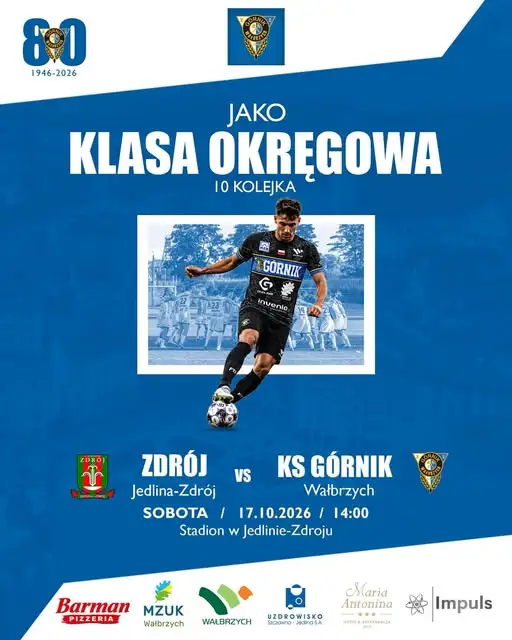KS Górnik Wałbrzych zagra w Jedlinie-Zdroju. 10. kolejka JAKO Klasy Okręgowej