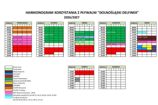 Nowy harmonogram rezerwacji torów na pływalni Delfinek w Szczawnie-Zdroju