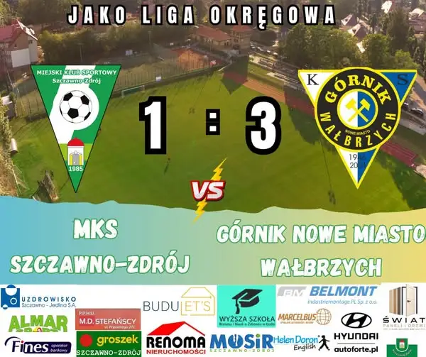 Derbowa porażka MKP Szczawno-Zdrój. Górnik Nowe Miasto Wałbrzych wygrywa 3:1