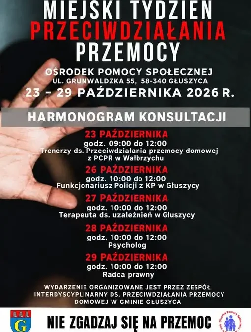 Głuszyca: Tydzień Przeciwdziałania Przemocy – konsultacje i wsparcie dla mieszkańców