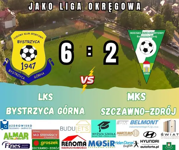 MKS Szczawno-Zdrój przegrywa na wyjeździe z LKS Bystrzyca Górna 2:6