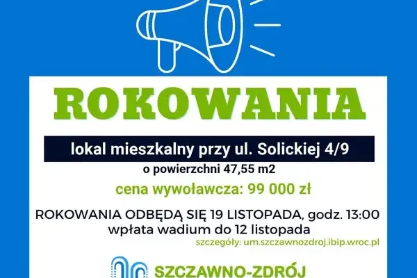 Mieszkanie 47,55 m² w Szczawnie-Zdroju na sprzedaż. Cena wywoławcza 99 tys. zł