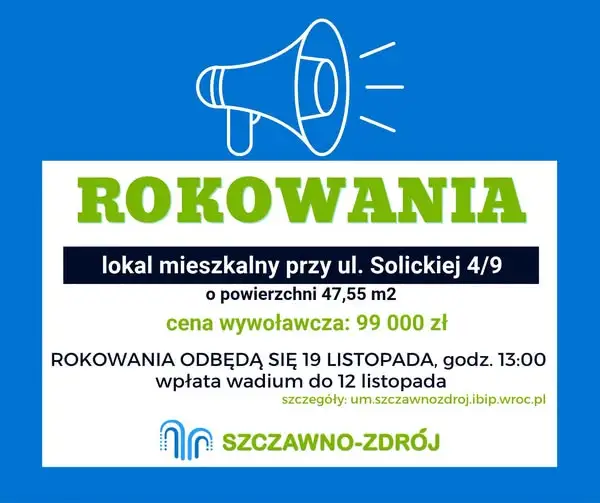 Mieszkanie 47,55 m² w Szczawnie-Zdroju na sprzedaż. Cena wywoławcza 99 tys. zł