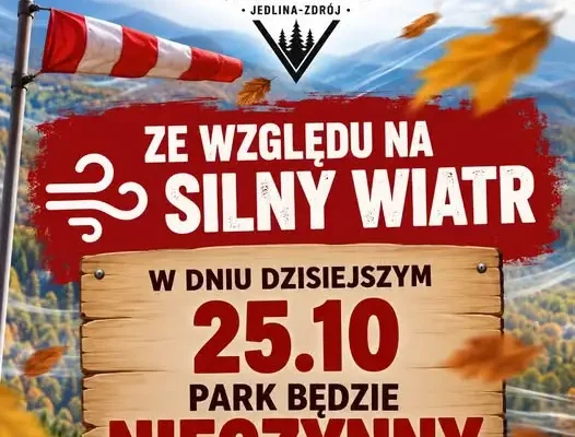 Silny wiatr zamyka Park Aktywności Czarodziejska Góra w Jedlinie-Zdroju