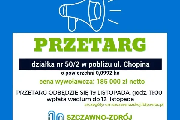 Szczawno-Zdrój sprzedaje działkę przy ul. Chopina. Przetarg już 19 listopada